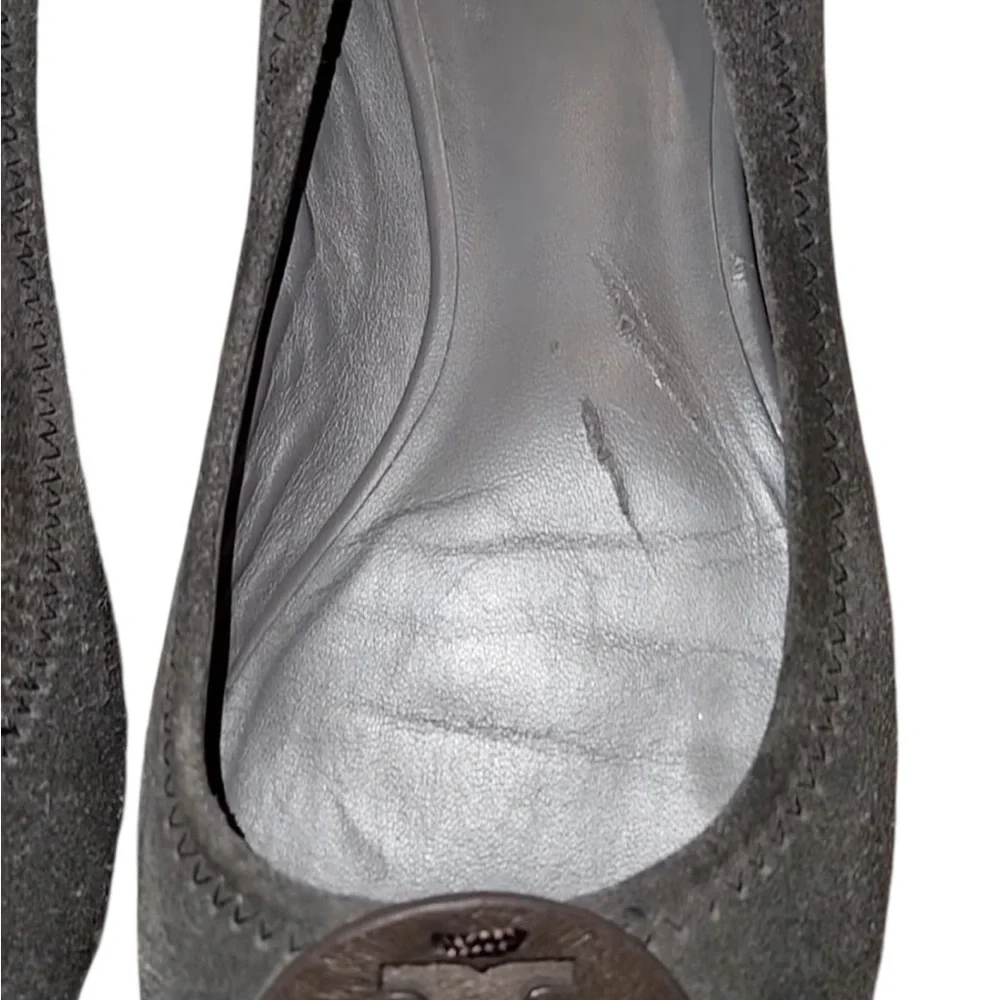 Tory Burch Travel Ballet Flat Taupe Leather and Suede‎ Slip On Shoes Size 6.5